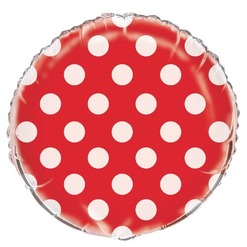 Dots Ruby Red 45cm (18) Foil Balloons - Packaged