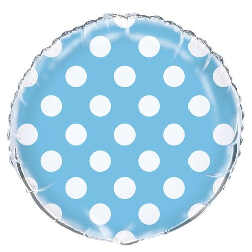 Dots Powder Blue 45cm  Foil Balloons - Packaged