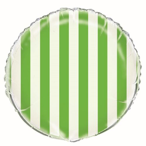stripes Lime Green 45cm  Foil Balloons - Packaged