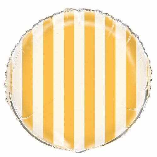 stripes Sunflower Yellow 45cm  Foil Balloons - Packaged