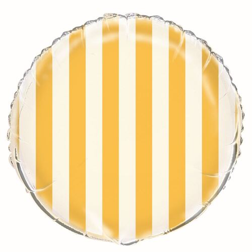 stripes Sunflower Yellow 45cm Foil Balloons - Packaged