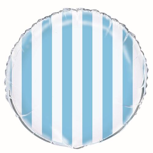 stripes Powder Blue 45cm  Foil Balloons - Packaged