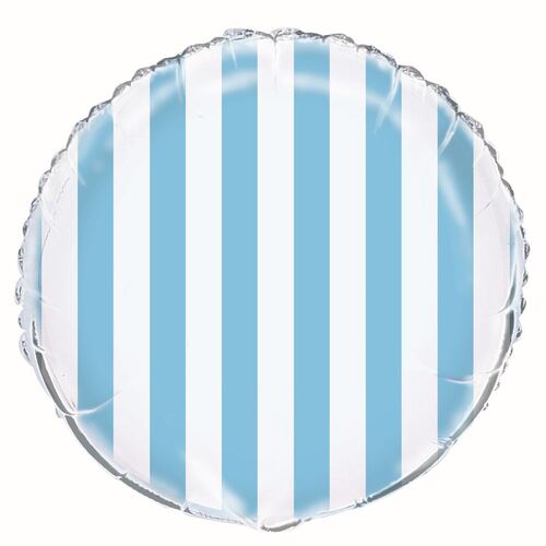 stripes Powder Blue 45cm Foil Balloons - Packaged