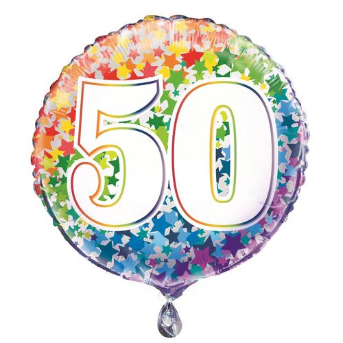 45cm Rainbow stars 50 Foil Balloon 