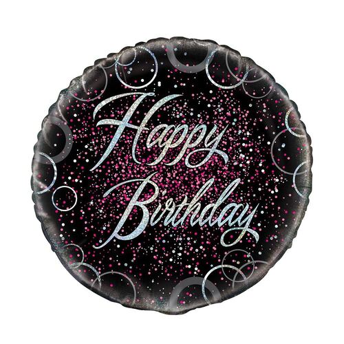 45cm Glitz Pink Happy Birthday Foil Balloon 