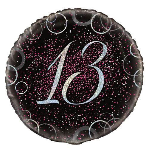 45cm Glitz Pink 13th Birthday Foil Balloon 