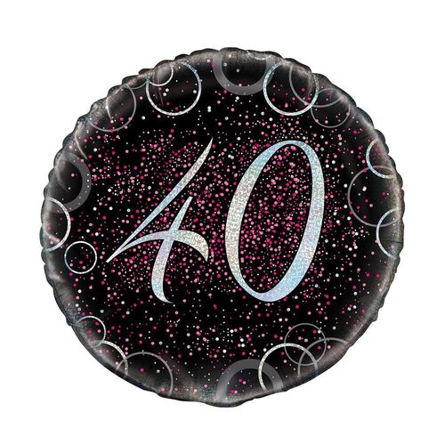 45cm Glitz Pink 40th Birthday Foil Balloon 