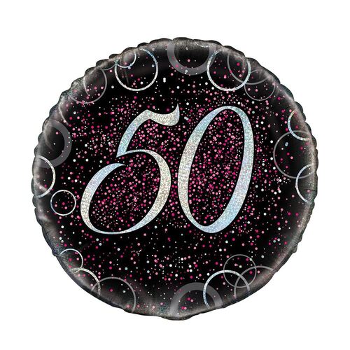 45cm Glitz Pink 50th Birthday Foil Balloon 