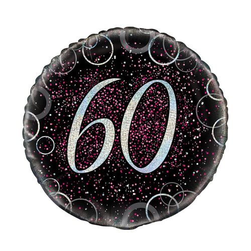 45cm Glitz Pink 60th Birthday Foil Balloon 