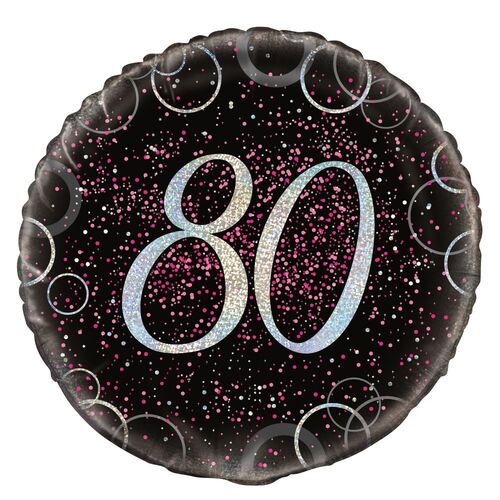 45cm Glitz Pink 80th Birthday Foil Balloon 
