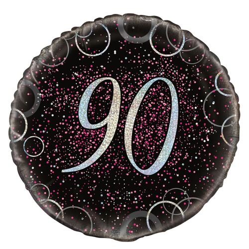 45cm Glitz Pink 90th Birthday Foil Balloon 