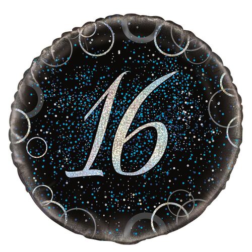 45cm Glitz Blue 16th Birthday Foil Balloon 