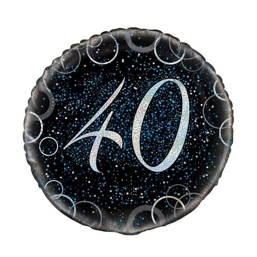 45cm Glitz Blue 40th Birthday Foil Balloon 