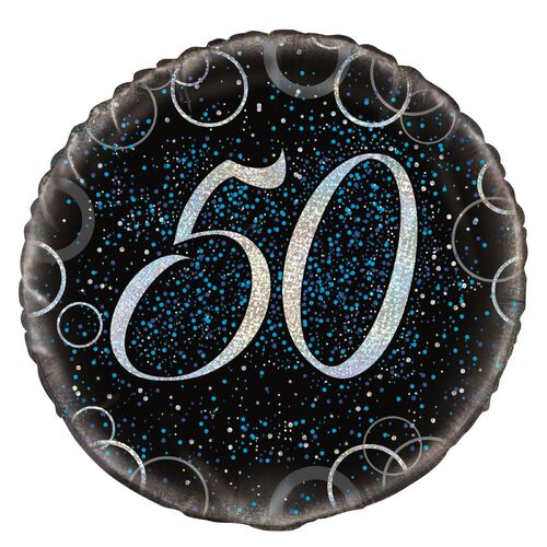 45cm Glitz Blue 50th Birthday Foil Balloon 