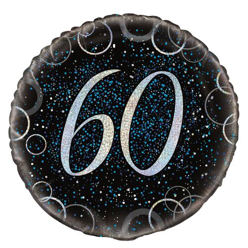 45cm Glitz Blue 60th Birthday Foil Balloon 