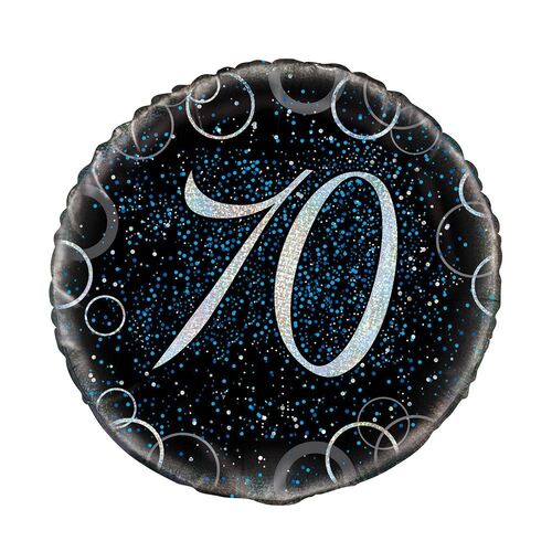 45cm Glitz Blue 70th Birthday Foil Balloon 