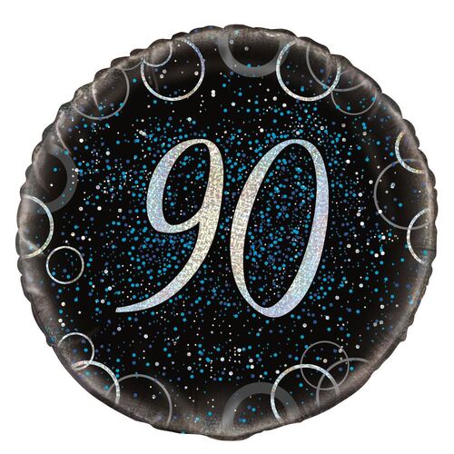45cm Glitz Blue 90th Birthday Foil Balloon 