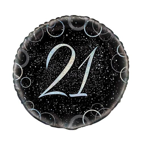 45cm Glitz Silver 21st Birthday Foil Balloon 
