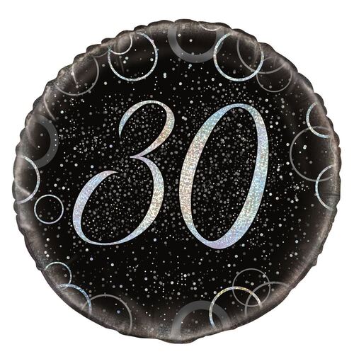 45cm Glitz Silver 30th Birthday Foil Balloon 