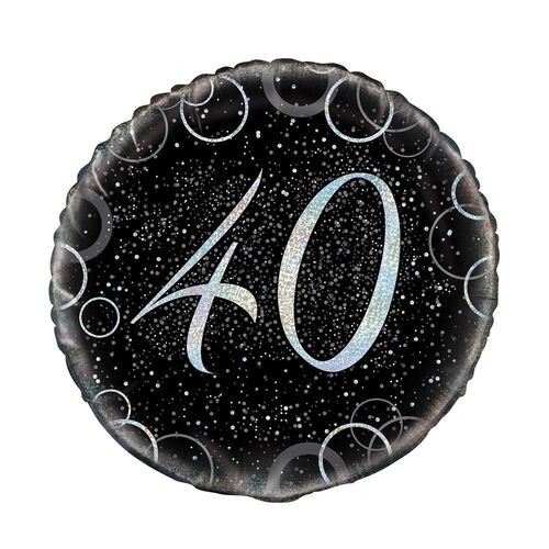 45cm Glitz Silver 40th Birthday Foil Balloon 