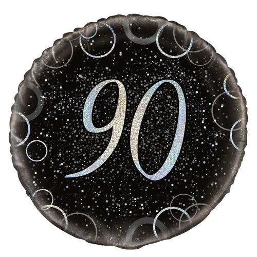 45cm Glitz Silver 90th Birthday Foil Balloon 