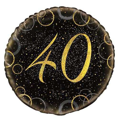 45cm Glitz Gold 40th Birthday Foil Balloon 