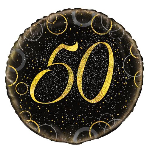45cm Glitz Gold 50th Birthday Foil Balloon 