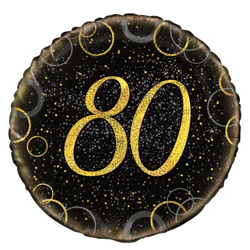 45cm Glitz Gold 80th Birthday Foil Balloon 