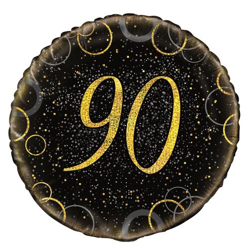 45cm Glitz Gold 90th Birthday Foil Balloon 