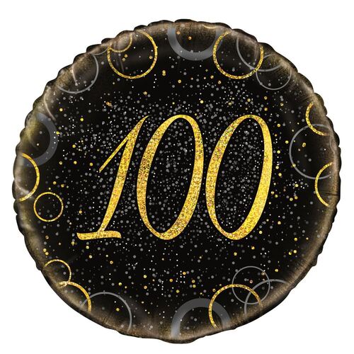 45cm Glitz Gold 100th Birthday Foil Balloon 