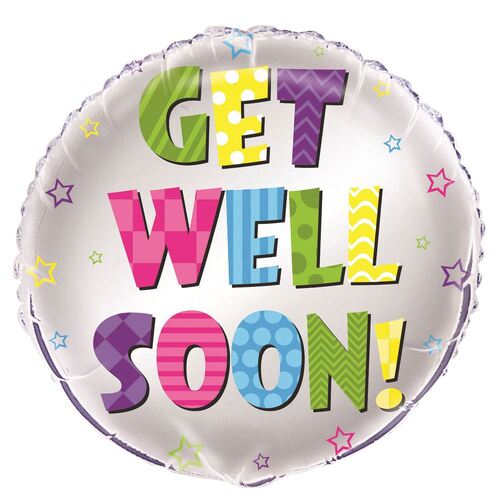 Bright Get Well Soon 45cm (18) Foil Balloon Packaged
