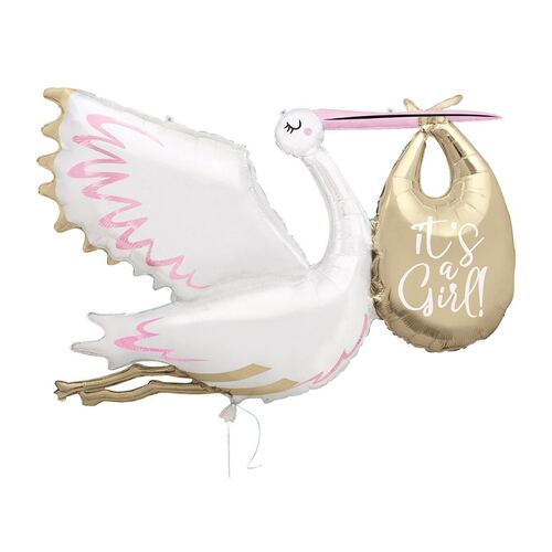 1.57m Giant Stork "It's A Girl" Foil Balloon