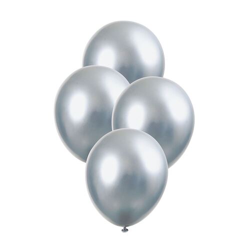 27cm Silver Platinum Metallic Balloons 6 Pack