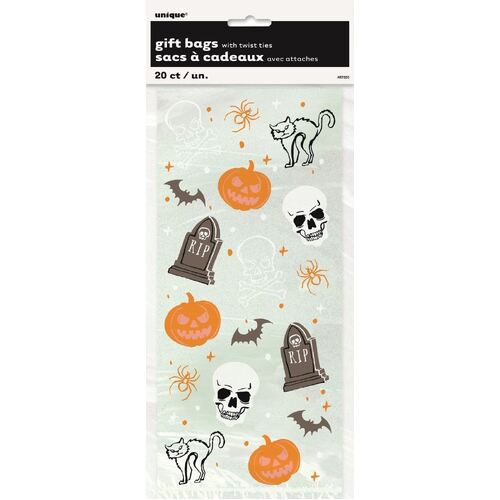 Tombstone Skull Cello Bags 20 Pack