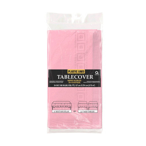 Tablecover Paper & Plastic Lined New Pink 3PLY