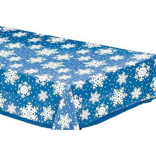 Snowflakes Clear Plastic Tablecover
