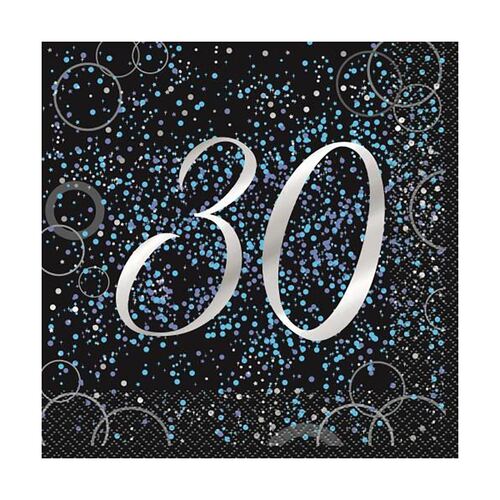 Glitz Blue Foil Stamped 30 Luncheon Napkins 2ply 16 Pack