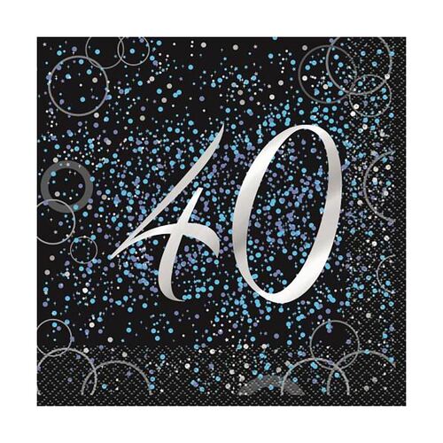 Glitz Blue Foil Stamped 40 Luncheon Napkins 2ply 16 Pack
