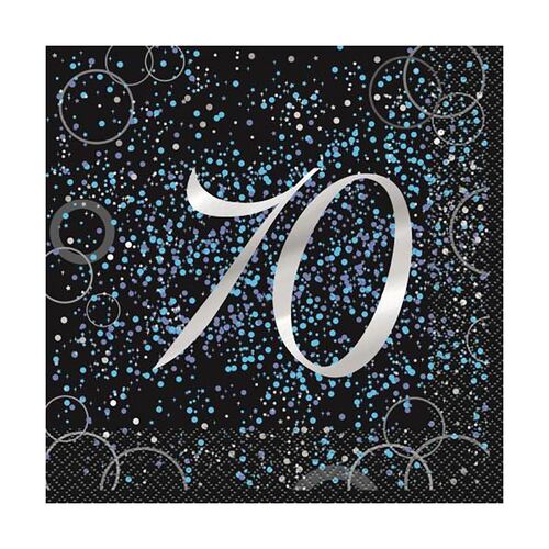 Glitz Blue Foil Stamped 70 Luncheon Napkins 2ply 16 Pack