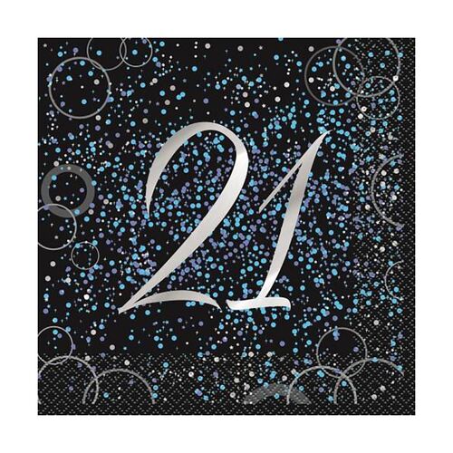 Glitz Blue Foil Stamped 21 Luncheon Napkins 2ply 16 Pack
