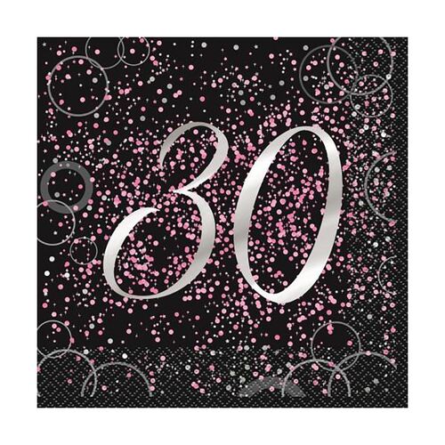 Glitz Pink Foil Stamped 30 Luncheon Napkins 2ply  16 Pack