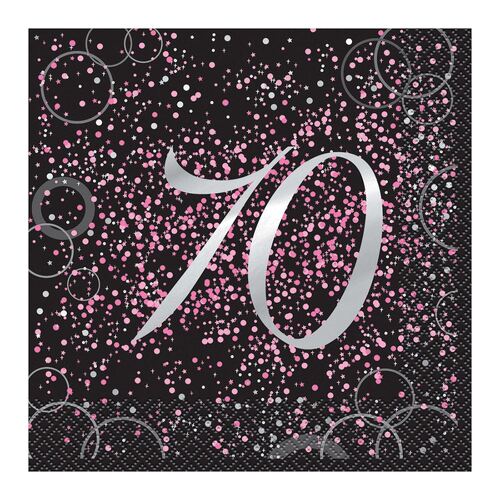 Glitz Pink Foil Stamped 70 Luncheon Napkins 2ply 16 Pack