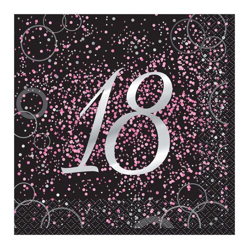 Glitz Pink Foil Stamped 18 Luncheon Napkins 2ply 16 Pack