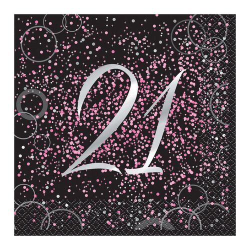 Glitz Pink Foil Stamped 21 Luncheon Napkins 2ply 16 Pack