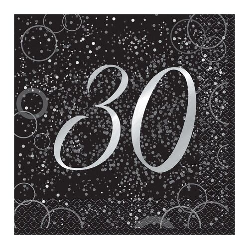 Glitz Silver Foil Stamped 30 Luncheon Napkins 2ply 16 Pack