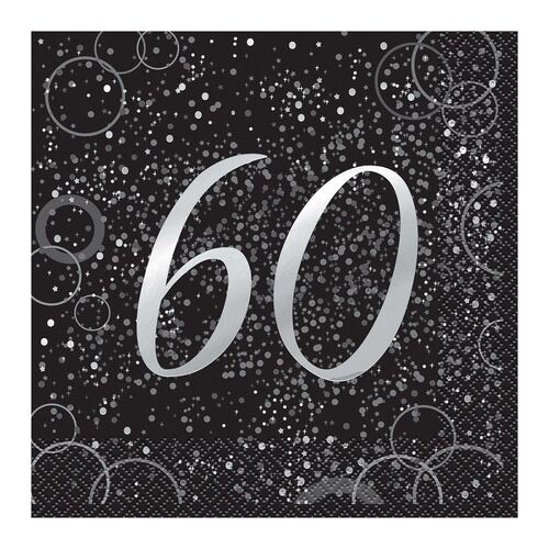 Glitz Silver Foil Stamped 60 Luncheon Napkins 2ply 16 Pack