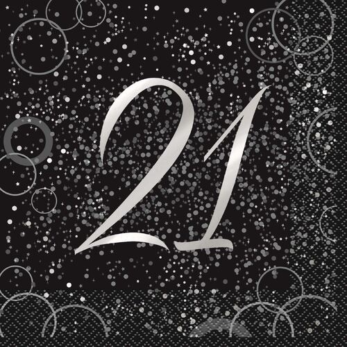 Glitz Silver Foil Stamped 21 Luncheon Napkins 2ply 16 Pack