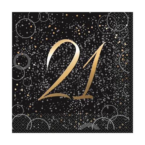 Glitz Gold Foil Stamped 21 Luncheon Napkins 2ply 16 Pack