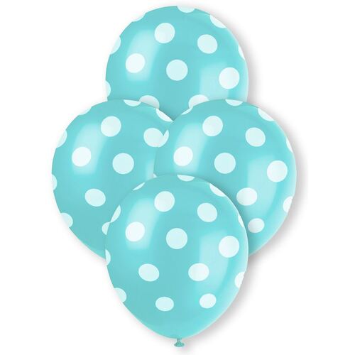 30cm Dots Caribbean Teal Balloons Printed Balloons 6 Pack