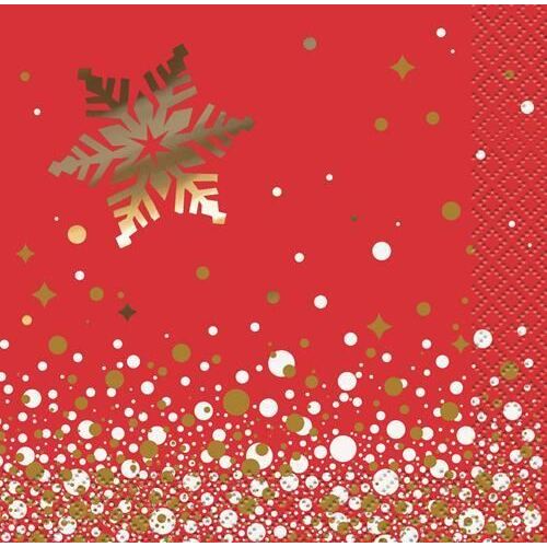 Gold Sparkle Xmas Beverage Napkins 2ply  16 Pack